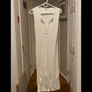 White ribbed dress stretch fabric - never worn